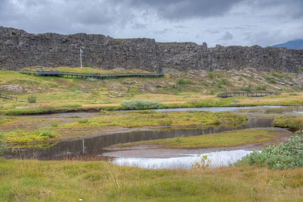 Antigo Local Parlamento Althingi Islândia Parque Nacional Thingvellir — Fotografia de Stock