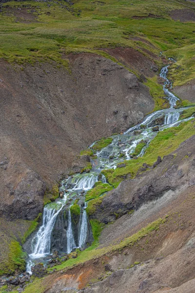 Vallée Reykjadalur Par Temps Nuageux Islande — Photo