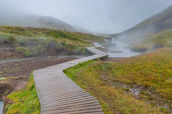 Θερμές Πηγές Στην Κοιλάδα Reykjadalur Στην Ισλανδία — Φωτογραφία Αρχείου