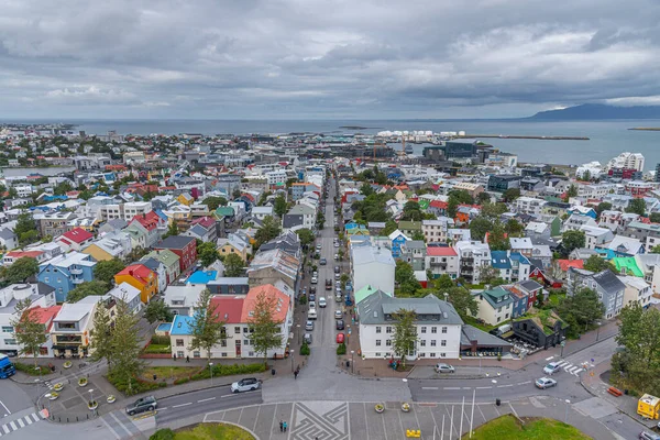 Reykjavik, İzlanda şehir merkezinin hava görüntüsü