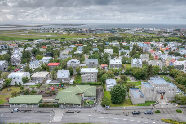Reykjavik, İzlanda şehir merkezinin hava görüntüsü