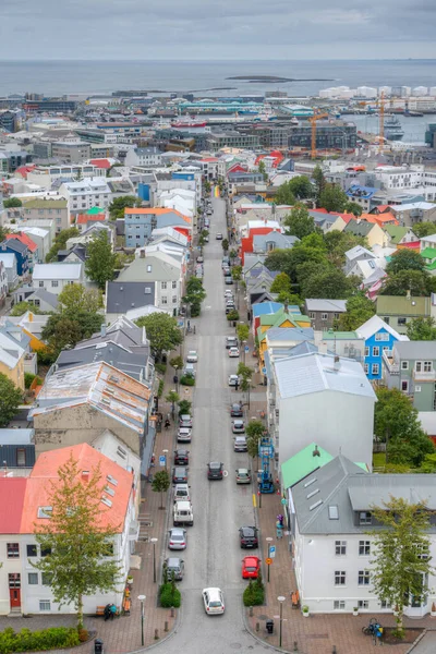 Reykjavik, İzlanda şehir merkezinin hava görüntüsü