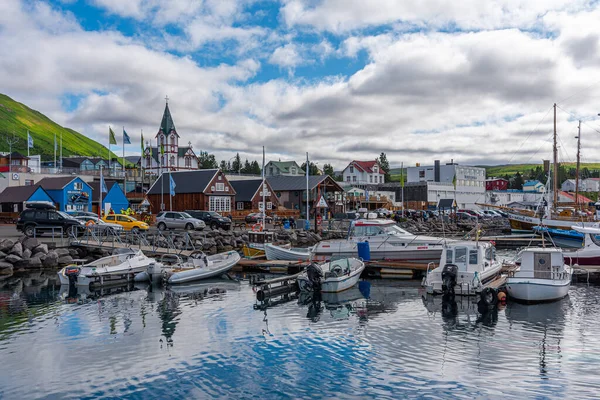Husavik, İzlanda, 17 Ağustos 2020: Husavik, İzlanda Limanı