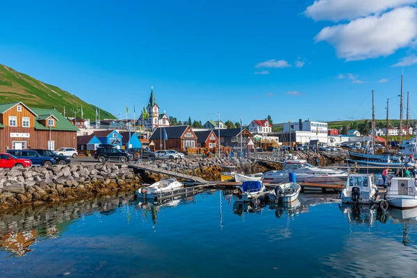 Husavik, İzlanda, 17 Ağustos 2020: Husavik, İzlanda Limanı