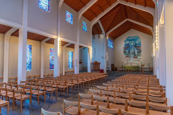 Skalholt, İzlanda, 28 Ağustos 2020: İzlanda 'daki Skalholt katedralinin içi