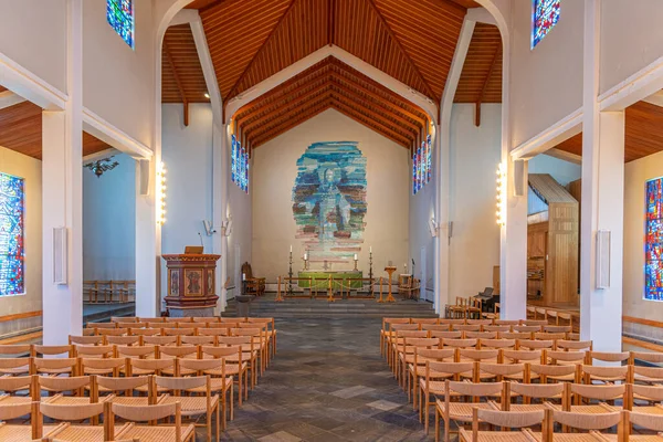 Skalholt, İzlanda, 28 Ağustos 2020: İzlanda 'daki Skalholt katedralinin içi