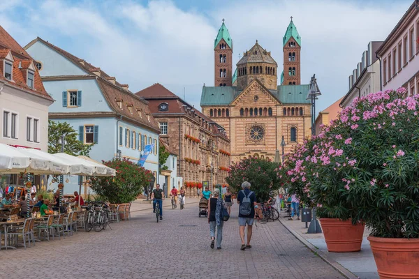 Speyer Németország 2020 Szeptember Kilátás Katedrálisra Maximilianstrasse Végén Speyerben Németországban — Stock Fotó