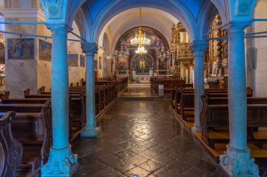 Rijeka, Hırvatistan, 30 Temmuz 2020: Rijeka, Split 'teki Fransisken Manastırı Trsat' ın İçi