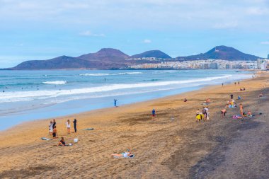 Las Palmas, İspanya, Janury 20, 2021: Las Canteras Sahili Gran Canaria, Kanarya Adaları, İspanya.