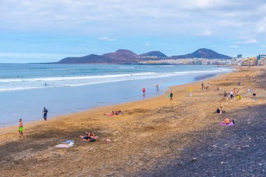 Las Palmas, İspanya, Janury 20, 2021: Las Canteras Sahili Gran Canaria, Kanarya Adaları, İspanya.