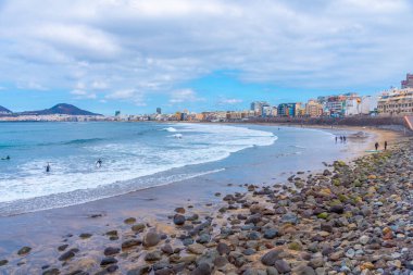 Las Palmas, İspanya, Janury 20, 2021: Las Canteras Sahili Gran Canaria, Kanarya Adaları, İspanya.
