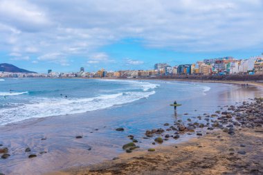 Las Palmas, İspanya, Janury 20, 2021: Las Canteras Sahili Gran Canaria, Kanarya Adaları, İspanya.
