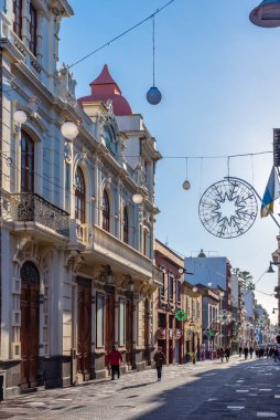 La Laguna, İspanya, Janury 10, 2021: La Laguna 'daki eski kasaba, Tenerife, Kanarya Adaları, İspanya.