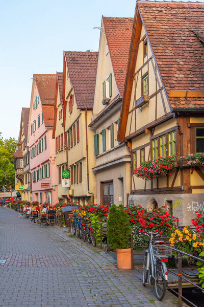 Tubingen, Germany, September 19, 2020: Colorful street in the old town of Tubingen, Germany