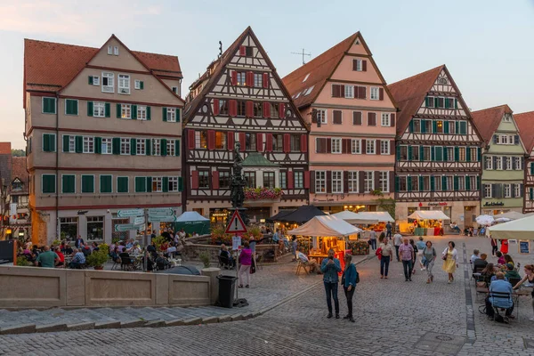 Tubingen Alemanha Setembro 2020 Vista Pôr Sol Marktplatz Cidade Velha — Fotografia de Stock