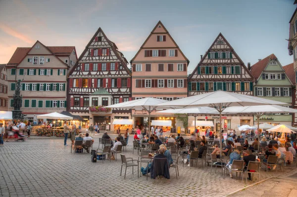 Tubingen Alemanha Setembro 2020 Vista Pôr Sol Marktplatz Cidade Velha — Fotografia de Stock