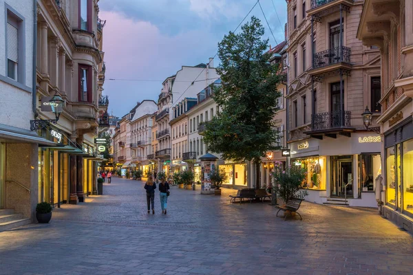 Baden Baden Septembre 2020 Coucher Soleil Sur Une Rue Vieille — Photo