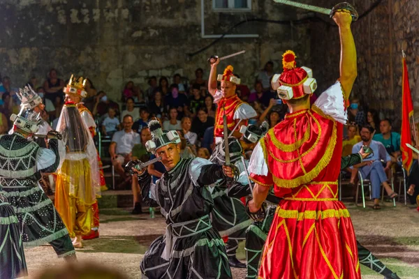 Korcula Croácia Julho 2020 Performance Dança Tradicional Moreska Cidade Velha — Fotografia de Stock