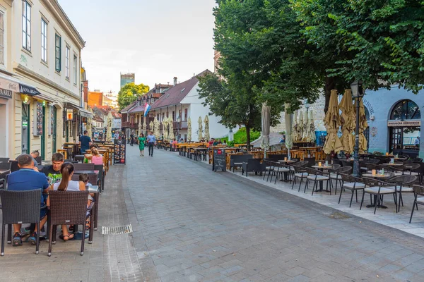 Zagreb Croácia Agosto 2020 Vista Pôr Sol Rua Tkalcica Zagreb — Fotografia de Stock