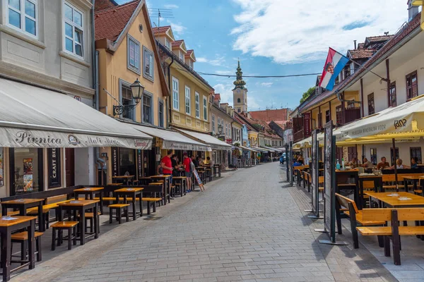 Zagreb Hırvatistan Ağustos 2020 Hırvatistan Zagreb Kentindeki Tkalcica Caddesinde Güneşli — Stok fotoğraf