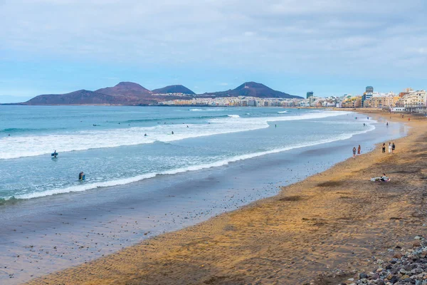 Las Palmas, İspanya, Janury 20, 2021: Las Canteras Sahili Gran Canaria, Kanarya Adaları, İspanya.