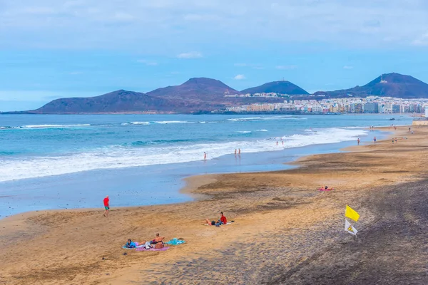 Las Palmas, İspanya, Janury 20, 2021: Las Canteras Sahili Gran Canaria, Kanarya Adaları, İspanya.