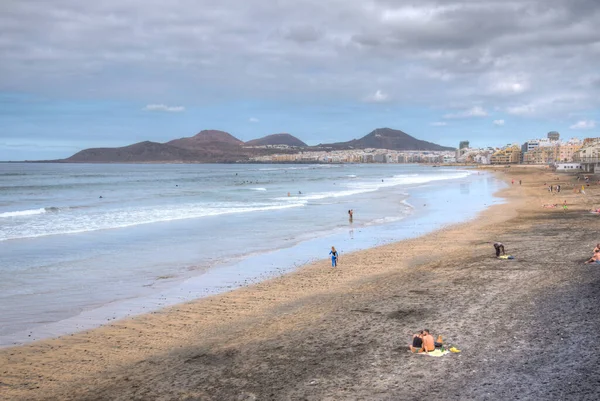 Las Palmas, İspanya, Janury 20, 2021: Las Canteras Sahili Gran Canaria, Kanarya Adaları, İspanya.