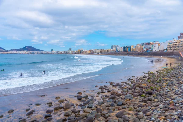 Las Palmas Spanien Januar 2021 Las Canteras Strand Auf Gran — Stockfoto