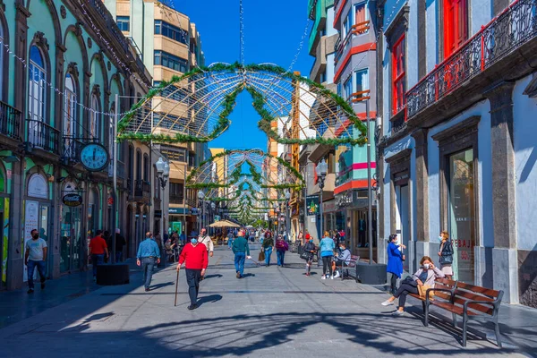 Las Palmas España Enero 2021 Gente Está Paseando Por Calle —  Fotos de Stock
