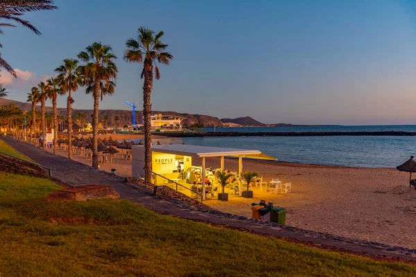 Los Christianos Spanien Januar 2021 Sonnenuntergang Playa Del Camison Auf — Stockfoto