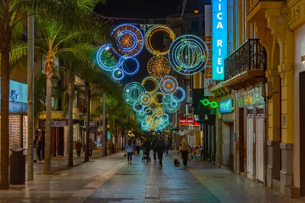 Santa Cruz Spanje Januari 2021 Nachtzicht Centrale Straat Oude Stad — Stockfoto