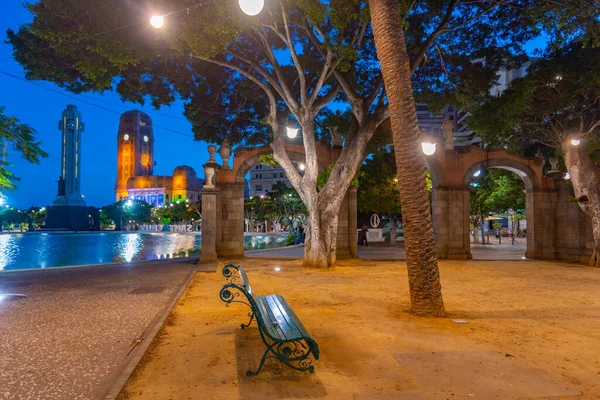 Santa Cruz Tenerife Spanien Januar 2021 Nachtansicht Der Plaza Espana — Stockfoto