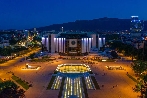 保加利亚索菲亚 2020年7月1日 保加利亚索菲亚国家文化宫的日落鸟瞰 — 图库照片