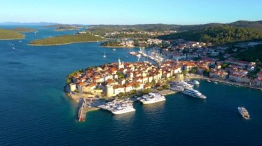 Hırvat kenti Korcula 'nın hava manzarası