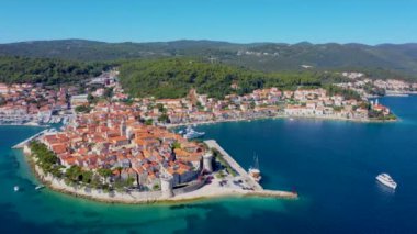 Hırvat kenti Korcula 'nın hava manzarası