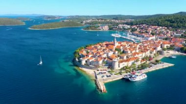 Hırvat kenti Korcula 'nın hava manzarası