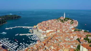 Hırvat kenti Rovinj 'in hava manzarası