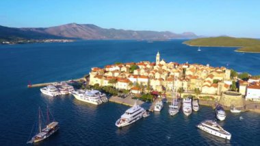 Hırvat kenti Korcula 'nın hava manzarası