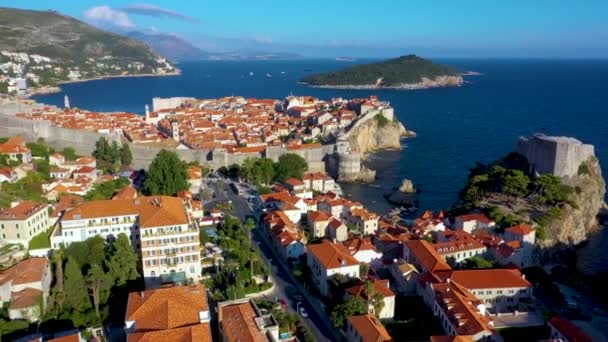 Légi Kilátás Horvát Város Dubrovnik — Stock videók