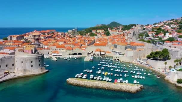 Aerial View Croatian Town Dubrovnik — ストック動画