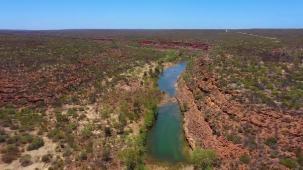 Rzeka Murchison Przechodząca Przez Park Narodowy Kalbarri Australii Wokół Jastrzębi — Wideo stockowe