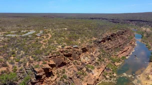 Murchison River Passing Kalbarri National Park Australia Hawks Head Lookout — Stock Video