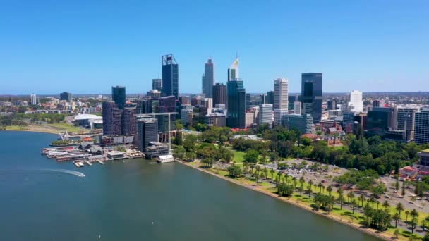 Perth Australia Styczeń 2020 Skyline Nabrzeża Elżbiety Perth Australia — Wideo stockowe