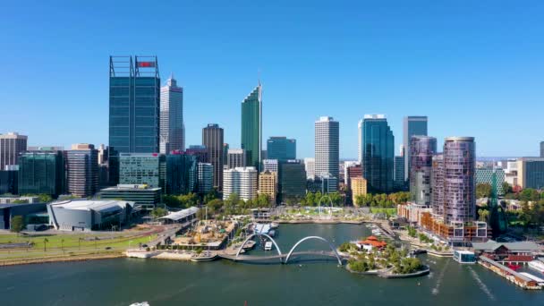 Перт Аустралия Января 2020 Года Skyline Elizabeth Quay Perth Australia — стоковое видео