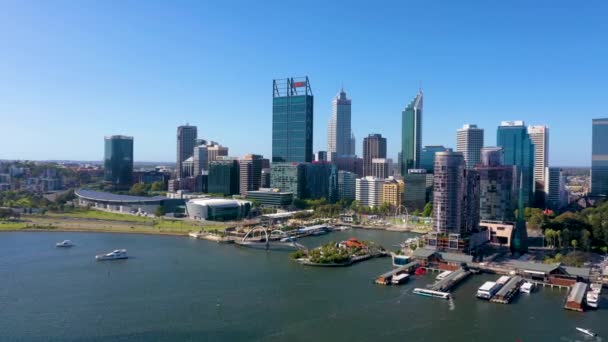 Перт Аустралия Января 2020 Года Skyline Elizabeth Quay Perth Australia — стоковое видео