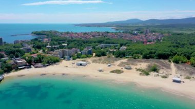 Bulgaristan 'ın Kiten kentindeki Atliman plajının hava manzarası