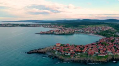 Bulgaristan 'ın Sozopol kentinin günbatımı manzarası