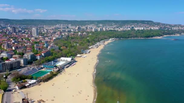 Aerial View Central Beach Bulgarian Town Varna — 비디오