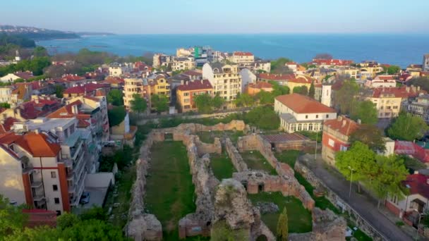 Вид Воздуха Римскую Баню Болгарском Городе Варна — стоковое видео