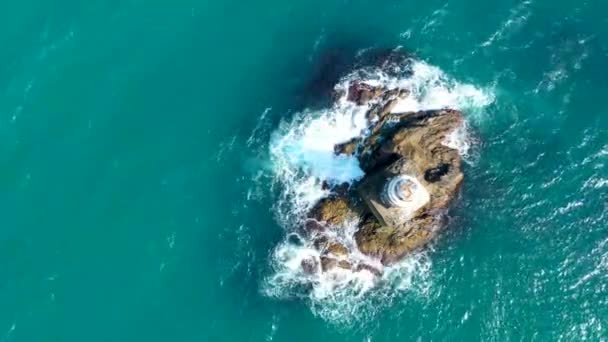 Latarnia Morska Skalistej Wysepce Ahtopolu Bułgaria — Wideo stockowe